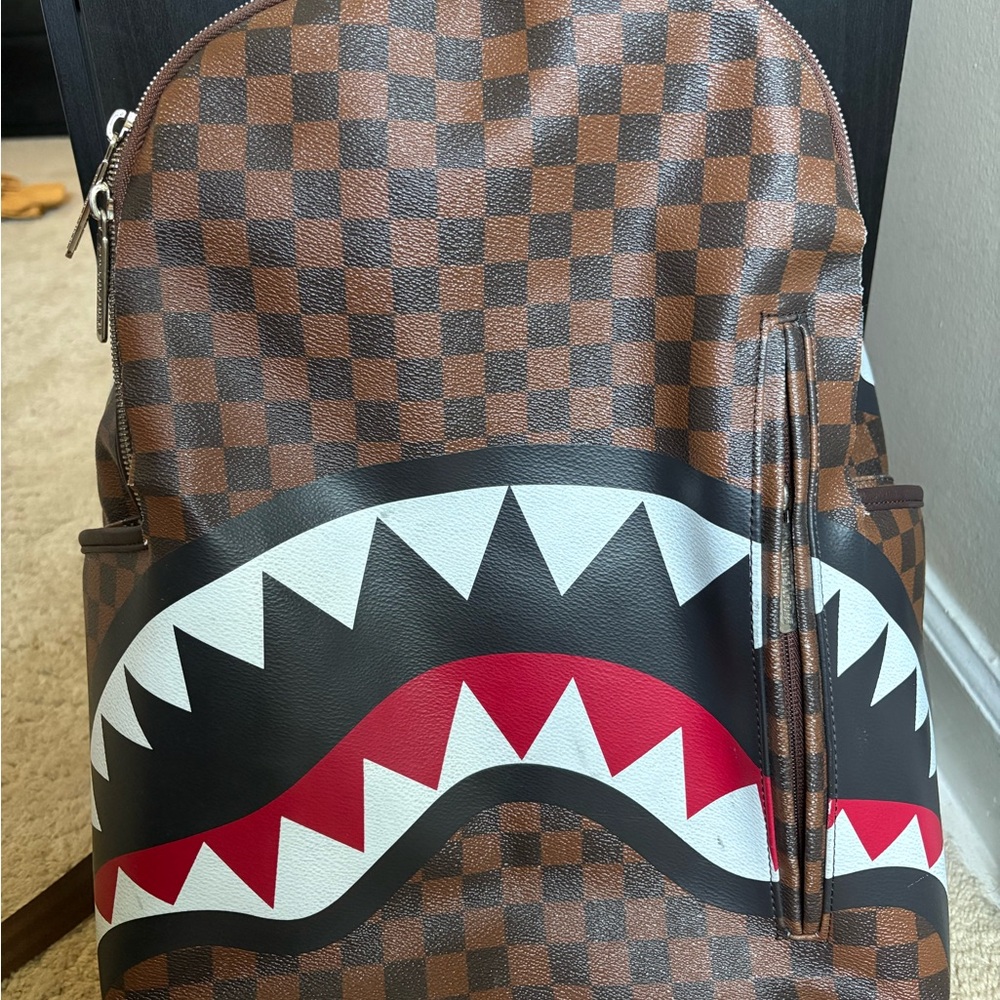 Sprayground original Brown Shark Checkerboard Backpack